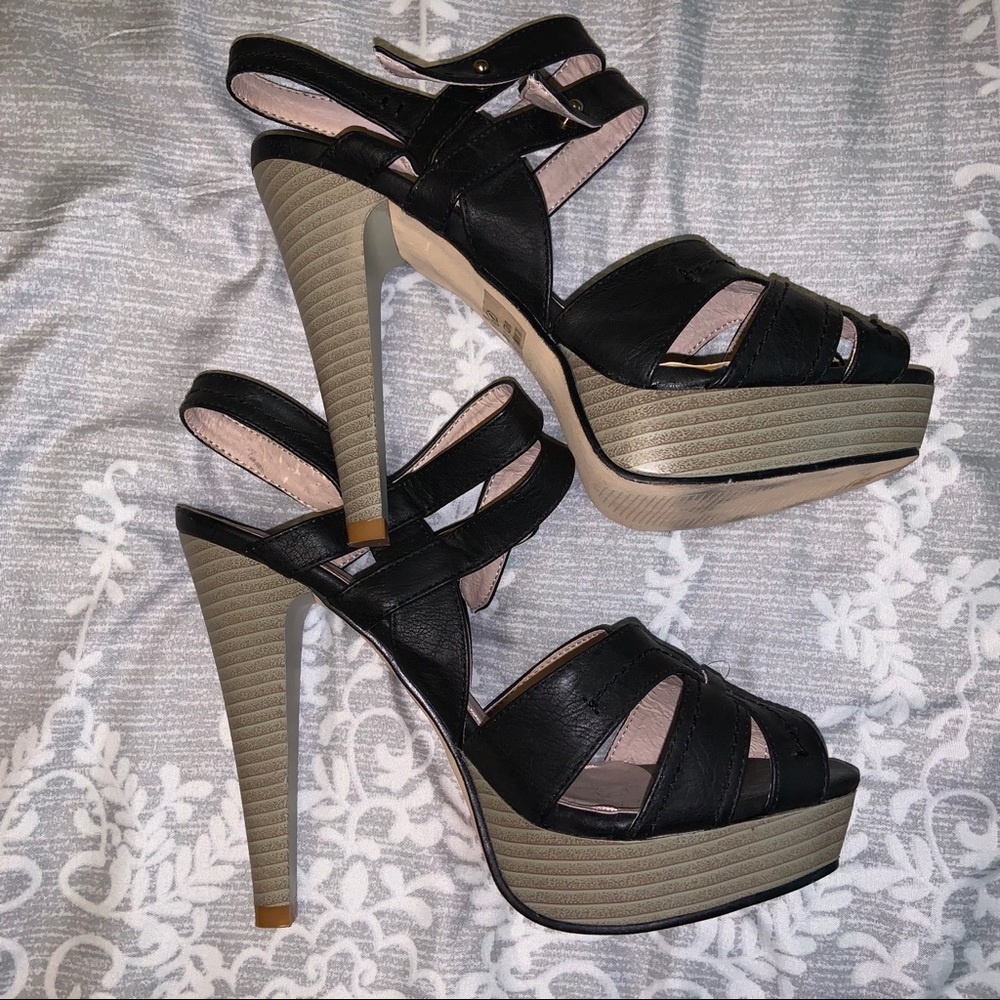 Black and green heels